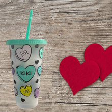 Load image into Gallery viewer, Valentines Day &quot;Conversation Hearts&quot; Candy Cold Cup

