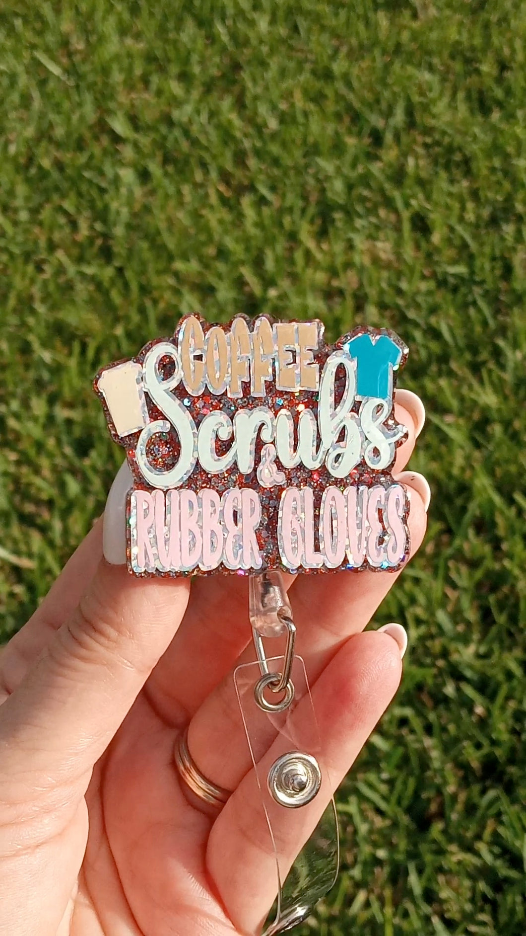 Coffee, Scrubs & Rubber Gloves Badge Reel