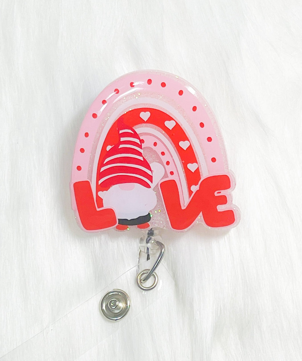 Valentine Rainbow Gnome Badge Reel